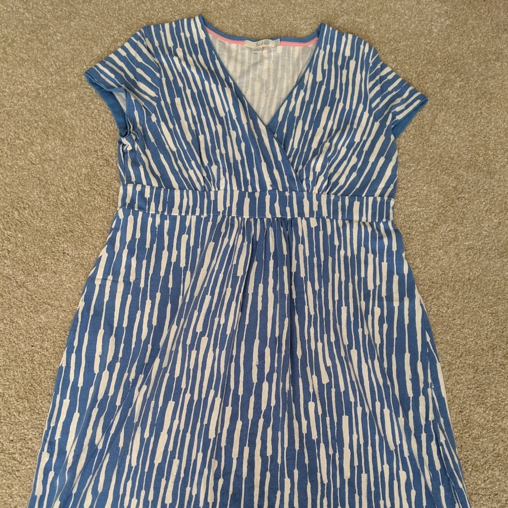 Boden Blue White Summer Dress, 12